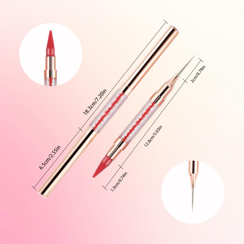 Double-Ended Rhinestone Picker Wax Pencil with Bright Silver Metal Rod and Copper Tube for Nail Art