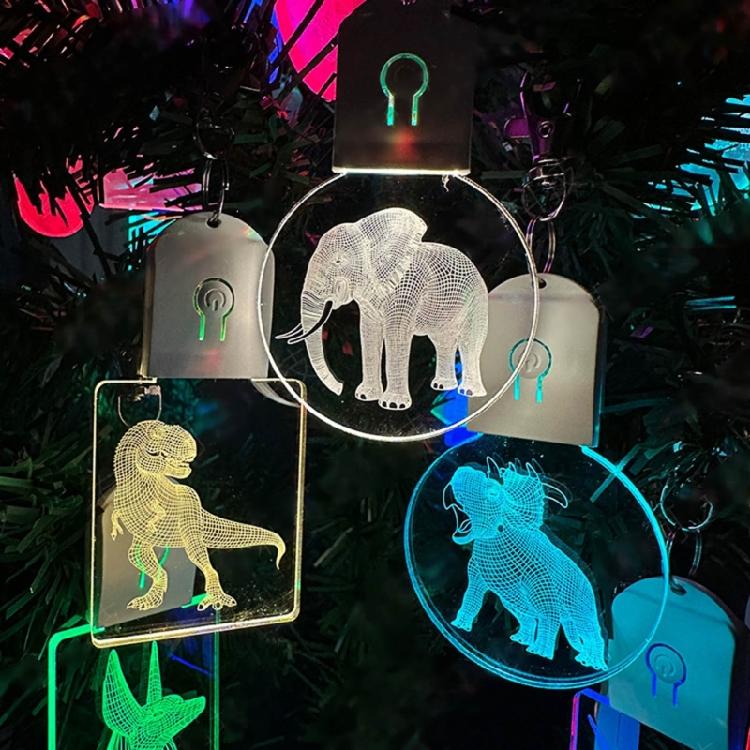 LED Keychain Festival Pattern Luminous Keyring for Outdoor Emergency Daily Use