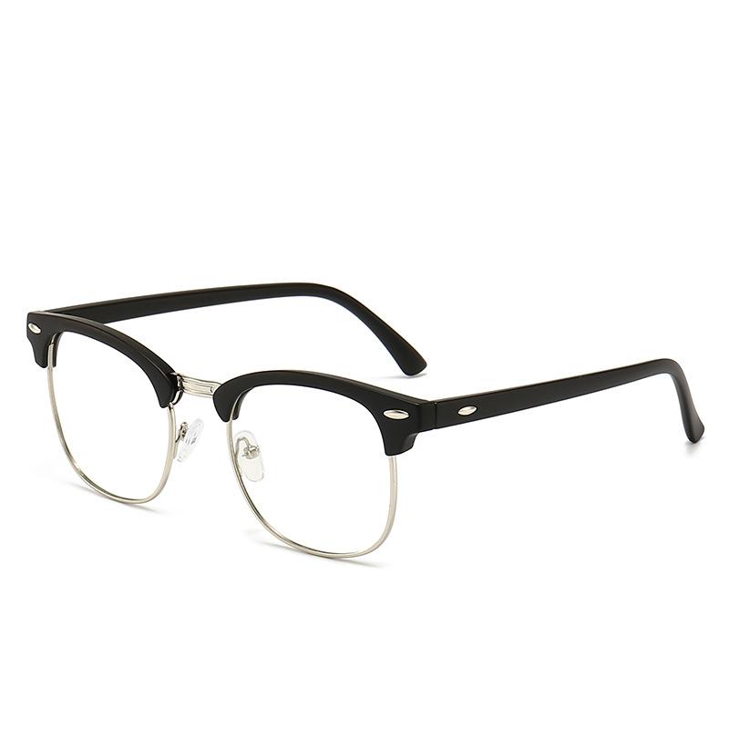 Classic Semi Rimless Anti Blue Light Blocking Glasses Men Square Rice Nail Eyeglasses Frames Computer Glasses
