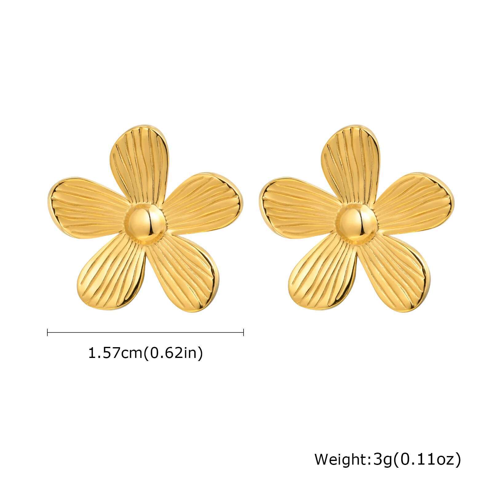 

Prjewel 1.57cm/2cm/2.55cm Wer Stud Earrings Stainless Steel Golden Earrings For Women Delicate Metal Jewelry Mother s Day Gift