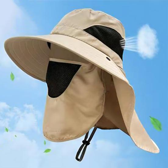 Lightweight Summer Hat Breathable Mesh Bucket Hat 360-Degree Sunshade Fisherman with Detachable Face