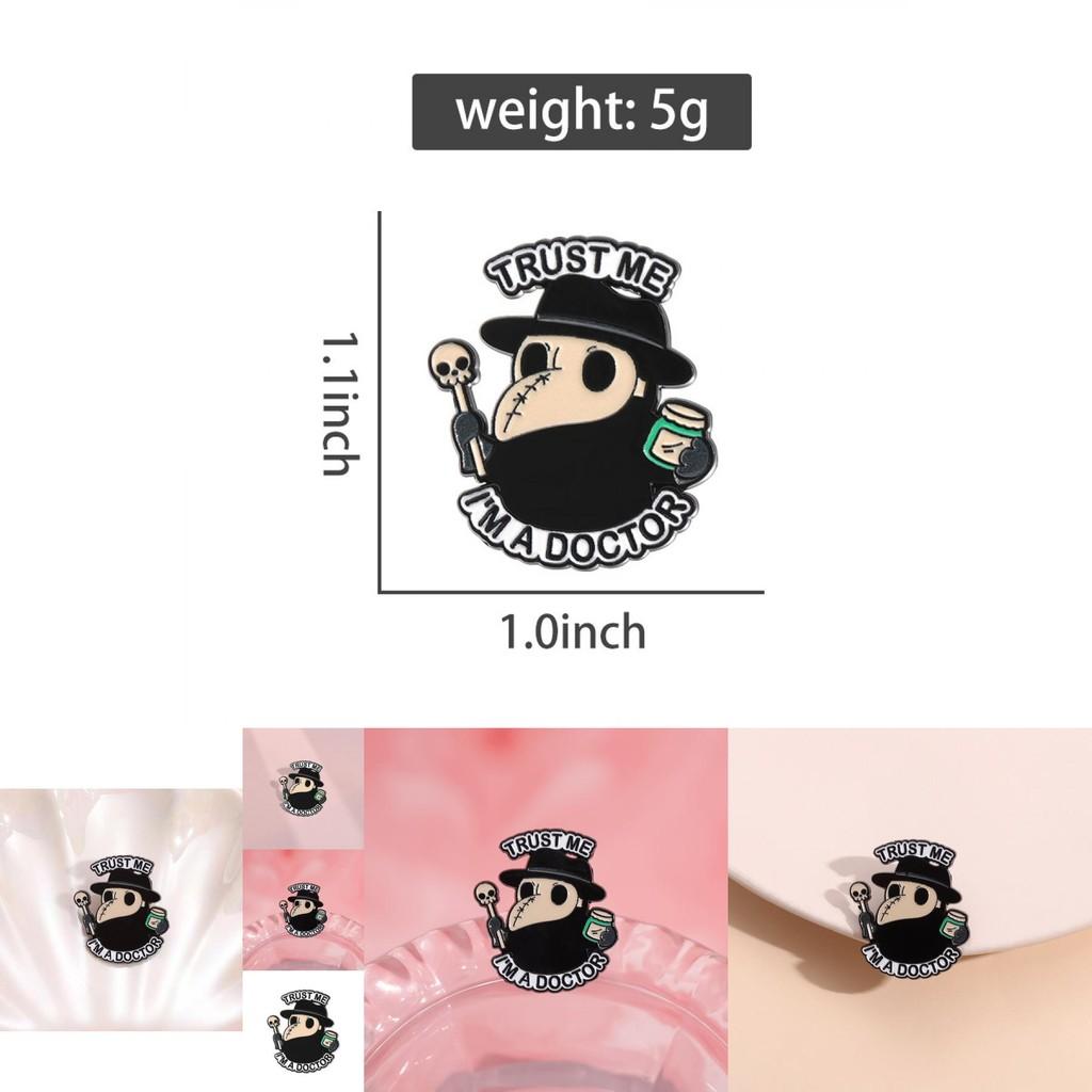 Stylish Alloy Cartoon Character Brooch Doctor Mask Inspired Badge For Fashion Enthusiasts