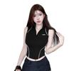 Sports Half Zipper Bottom Vest Women's Outer Wear Small Suspender Lines Spice Girl Skinny High Waist Sleeveless Top