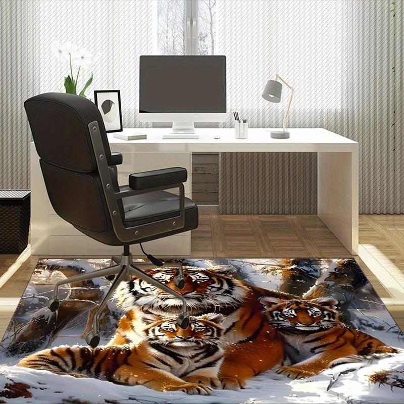 Tiger Family Rug for Modern Office Décor Large Size Animal Print Carpet, Add Wild Charm to Your Space | Wildlife Enthusiast Gift