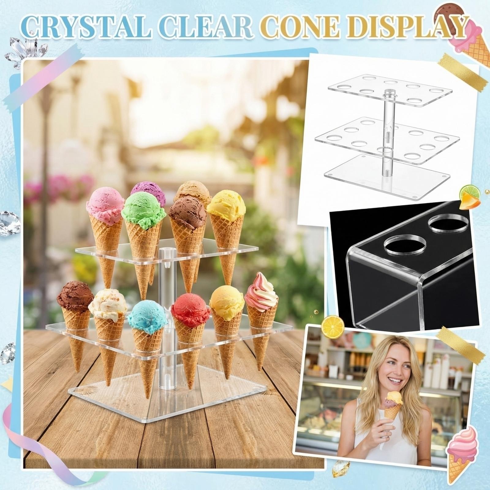 Acrylic Ice Cream Holder, 2-Tier Stand With 24 Holes For Displaying One Size белый