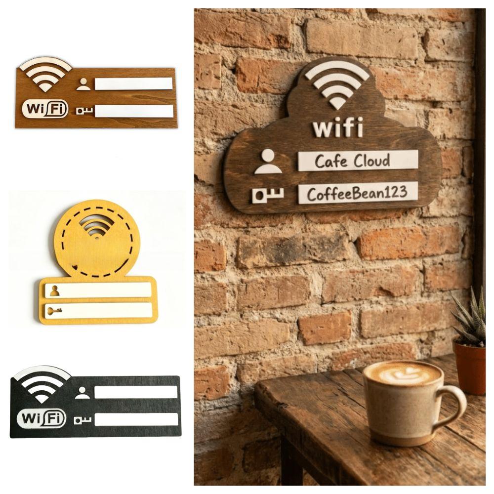 Rustic WiFi Password Sign Vintage Erasable Board 2D Flat Wooden Plaque Durable Minimalism Wireless Network Indicator