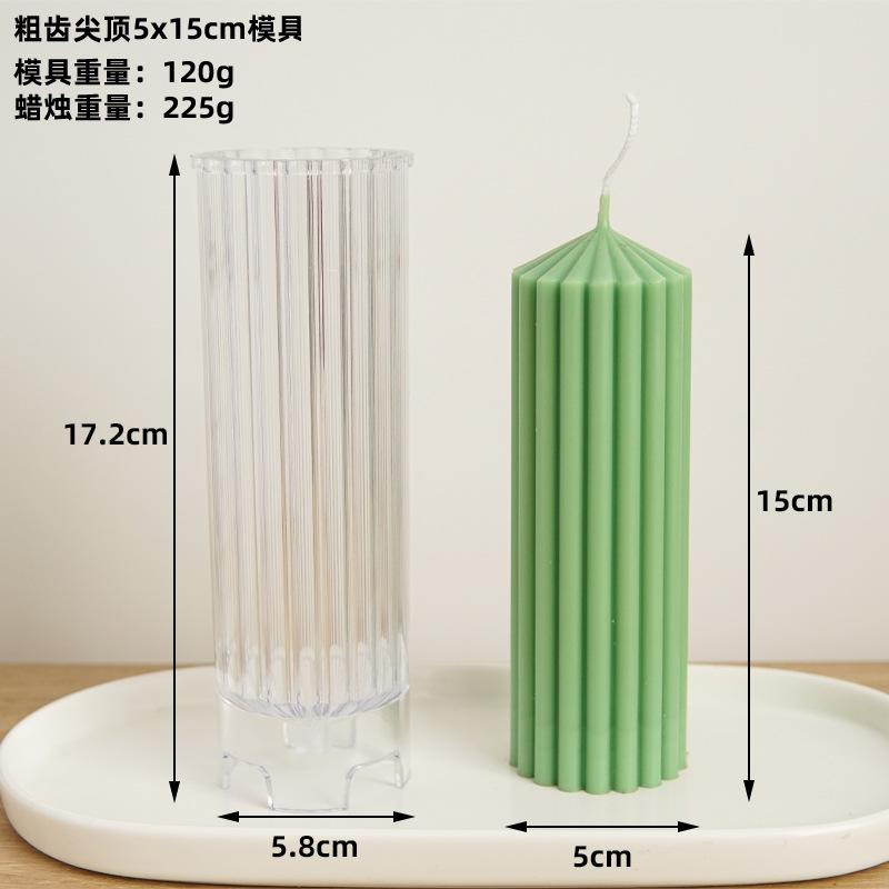 15-26cm Striped Cylindrical Candle Mold Hand Taper Column Candle Making Tool Acrylic Plastic Molds Kit Family Dinner Candle