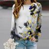 Tops For Women Golden Butterfly Print Round Neck Long Sleeve T-shirt Fall Casual Slim Pullover Women's Long Sleeve Top