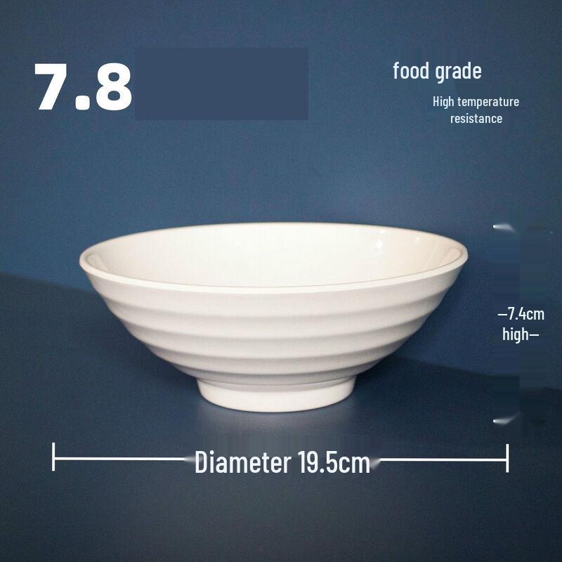 777 White Thick Melamine Striped Bowls, 7.8-inch (Pack of 10)