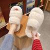 High-grade plush slippers for women to wear outside in winter, thick-bottomed home plush warm indoor winter plush cotton slippers