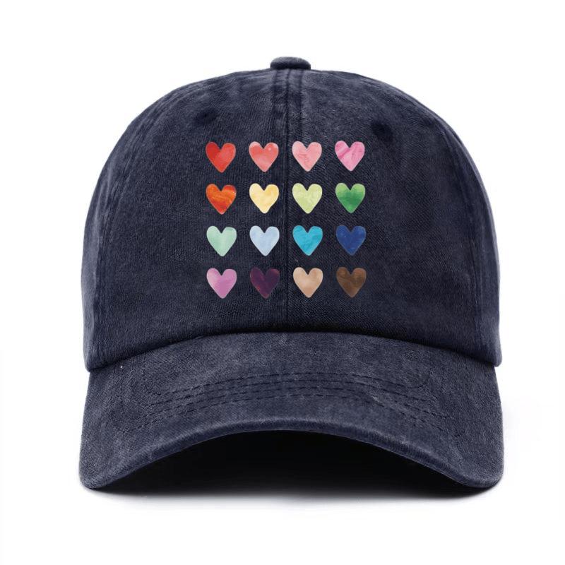 Colorful heart-shaped printed baseball cap can be adjusted for all seasons as a couple's outfit, paired with daily matching hats
