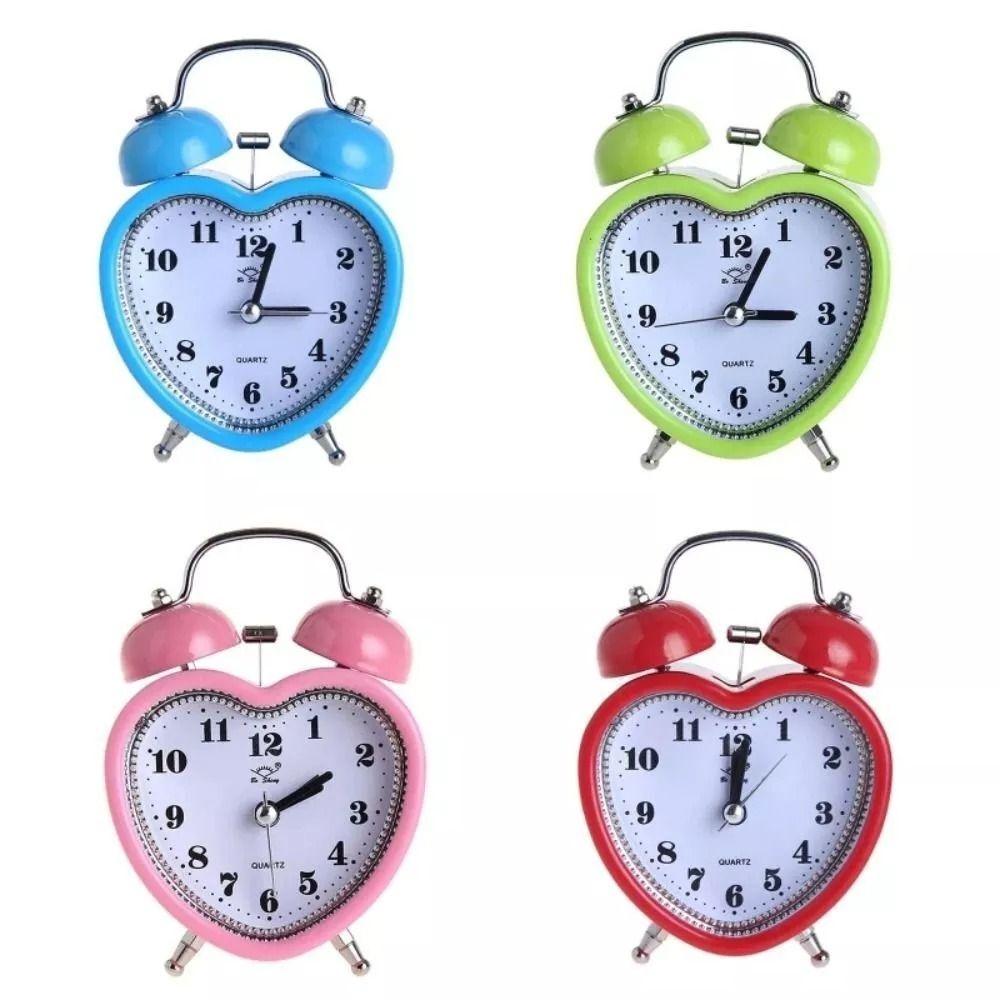 Budík ve tvaru srdce Noční světlo Snooze Budíky Nové Netikající Časové Hodiny