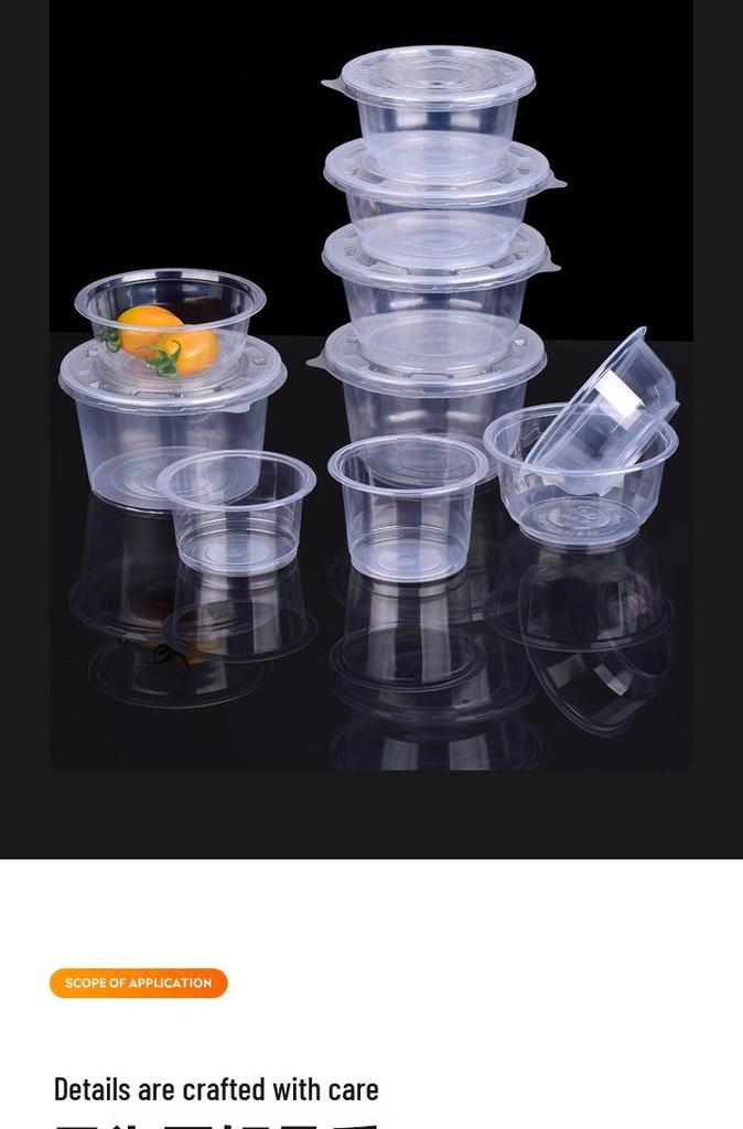 Food-Grade Disposable Round Plastic Bowl for Rice, Soup, or Dessert - No Lid