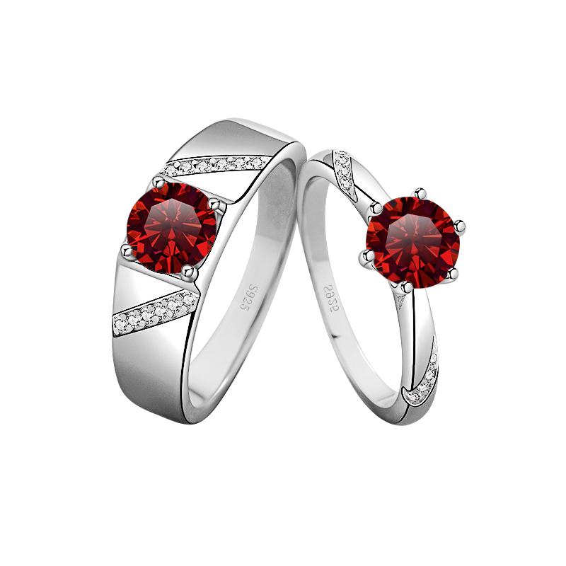 

Bague Ringen, классические обручальные кольца для пар, серебро 925 пробы, 2 карата VVS D-цвет, кольцо с бриллиантом из муассанита, женские и мужские ювелирные изделия, подарки women 2ct No.6 красный
