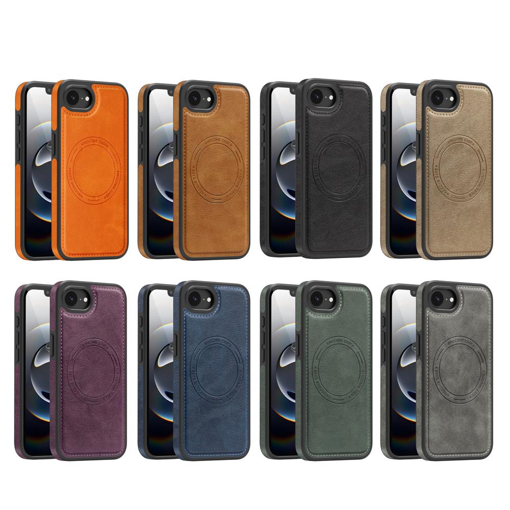 KEYSION Luxuriöse Retro PU-Lederhülle mit MagSafe für iPhone 17e 16e Magnetische stoßfeste Handy-Rückseite für iPhone 16e 17e 2026