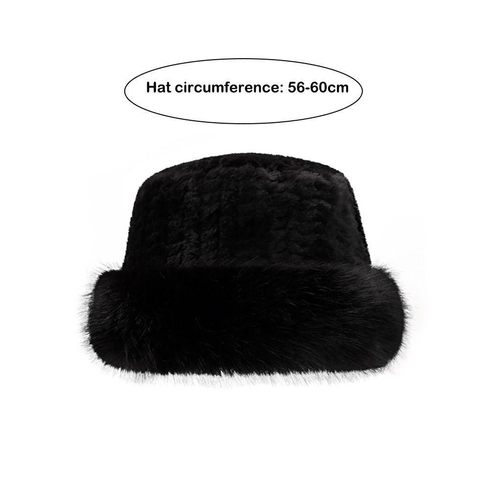 Faux Fur Faux Fur Bucket Hat Thick Fleece Inner Face Slimming Basin Hat  Outdoor Cold Proof