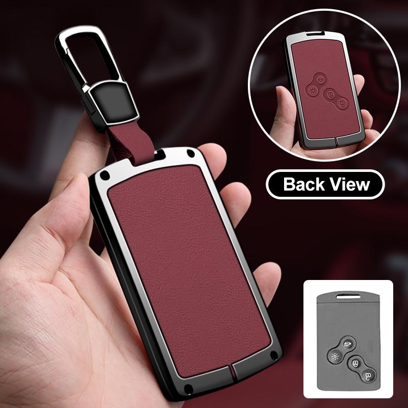 Zinc Alloy Leather Car Key Cover Fits Renault Sandero Koleos Captur Kadjar Megane Clio 5 Austral Logan Arkana Koleos Key Shell