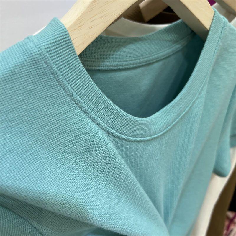 2023 Summer Women's Slim Fit Solid Color Round Neck Short Sleeve T-Shirt - Korean Style