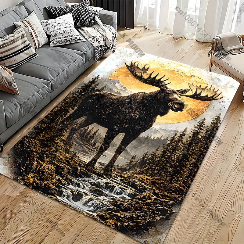 Majestic moose nature landscape carpet Yoga living room room decor children's crawling mat doormat area rug games mat