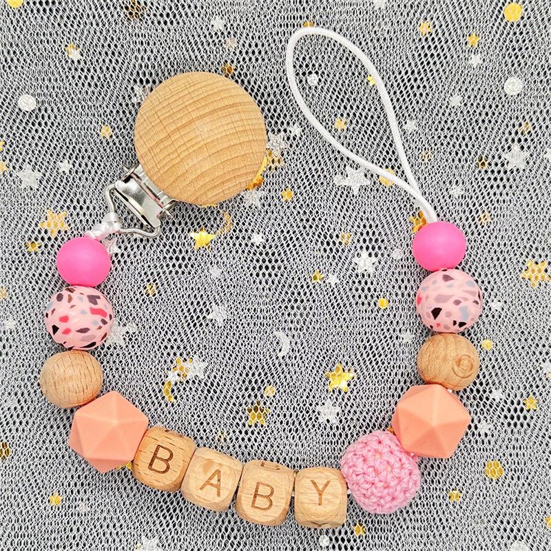 Handgefertigt Personalisierte Name Kaktus Schnullerclips Ketten Silikonperlen Personalisieren Säugling Chupetero Zahnung Personalisiert Geschenk
