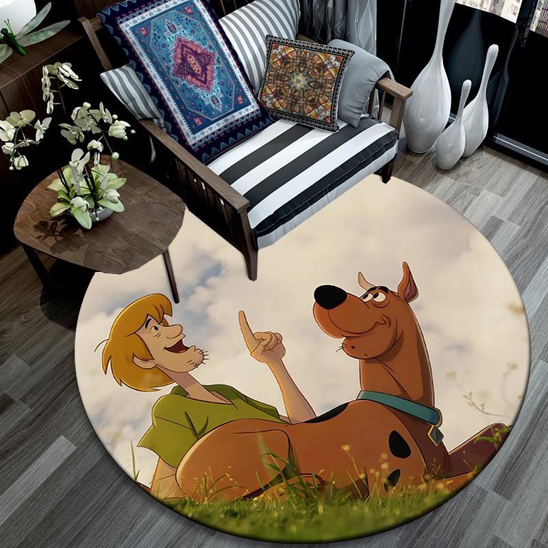 Scooby‑Doo Round Area Rug,Carpet Rug for Living Room Bedroom Sofa Playroom Decor,Non-slip Floor Mat