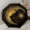 1PC Moon, Clock Pattern Small Travel Compact Windproof Umbrella, Automatic Folding Umbrella, Automatic Open/Close ,Gift-173