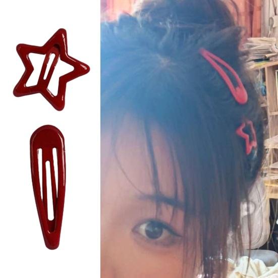 5 Pcs Star Hairpins Delicate Metal Snap Clips for Girls Anti-slip Headwear Perfect Party New Year Gift