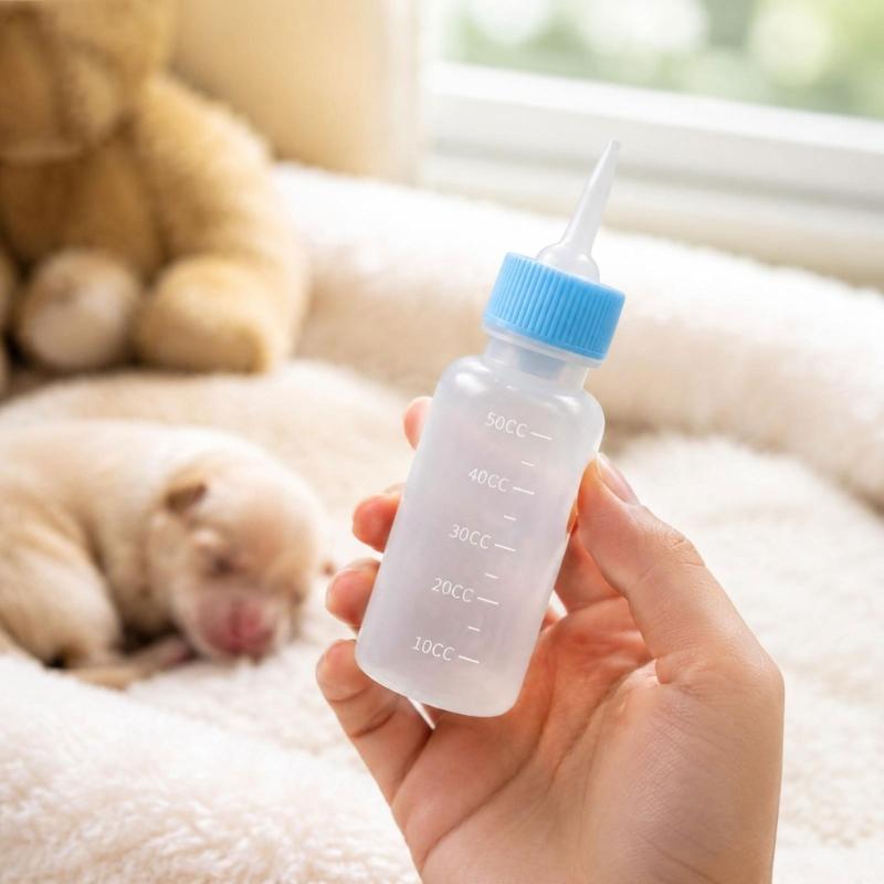 Newborns Cats and Dog Nursing Bottles with 3 Teat Shape, Plastic Bottles, Clear Scale Lines, and Removable Cap for Hand Feeding