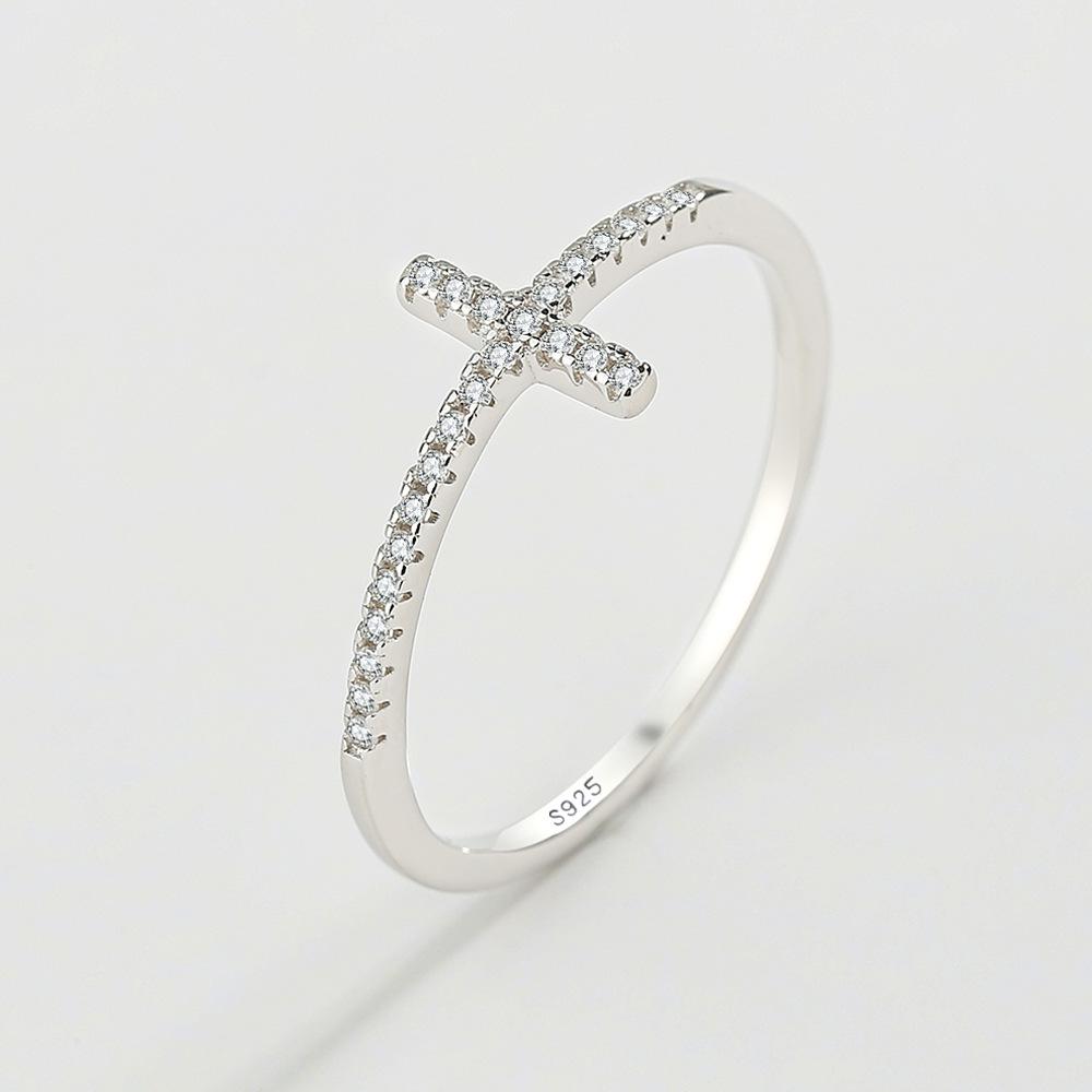 

Кольцо на указательный палец из серебра 925 пробы - Минималистичный японский и корейский стиль с рядом бриллиантов, трендовый индифферентный стиль Ins, популярный в прямых эфирах. Size 11