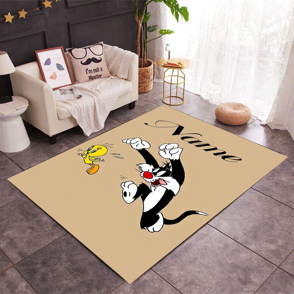 Looney Roadrunner Coyote Adventure Customized Name Carpet Design for Dining Room Entryway Dormitory Game Room Antislip Carpet Decorate Offices