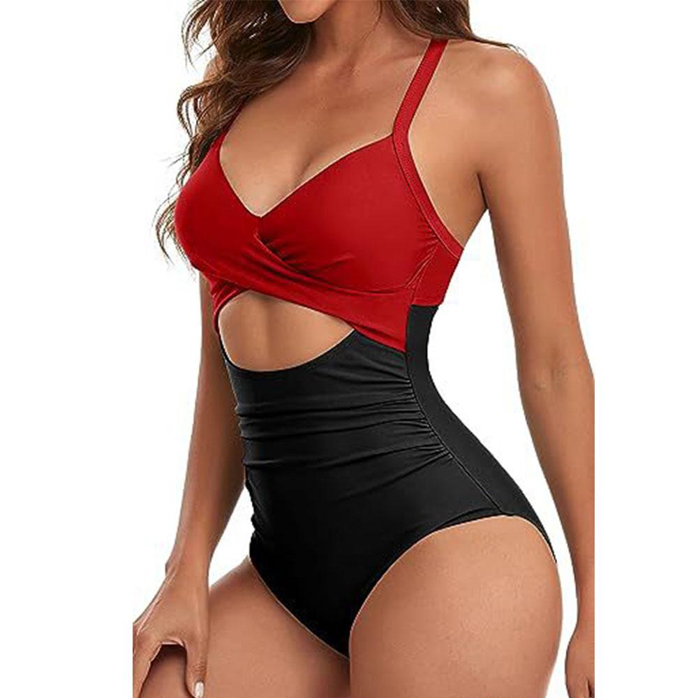 Kadın Tek Parça Mayolar Karın Kontrol Kesim Yüksek Belli Mayo Wrap Geri Kravat 1 Parça Mayo