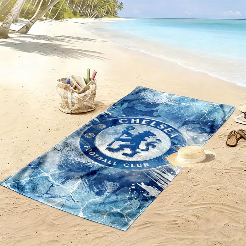 Chelsea F Print Strandtuch, Großes Weiches Schnelltrocknendes Handtuch für Strand Camping Schwimmen