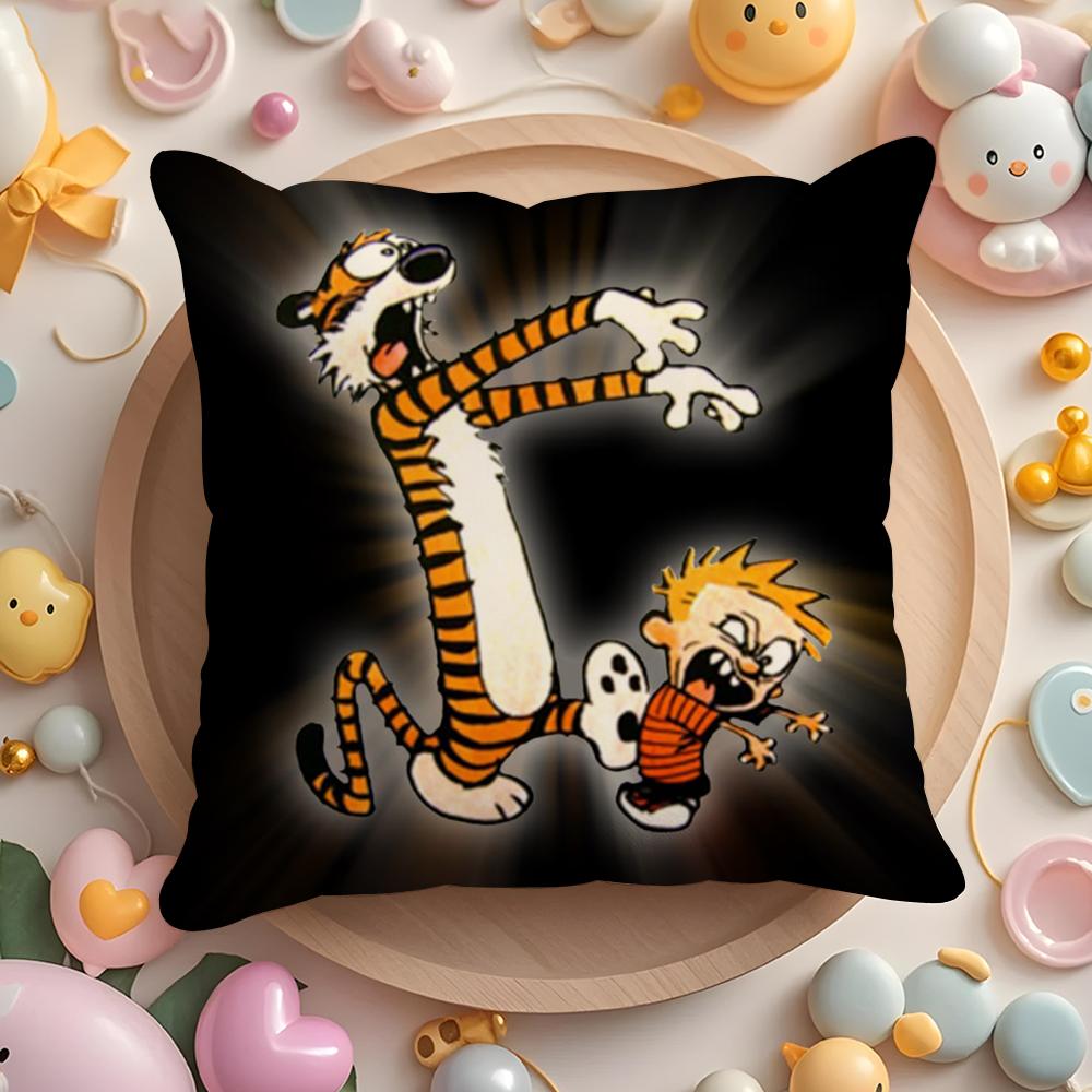 C-Calvin And H-Hobbes Cushion Cover Short Plush Double-Sided Printing Home Machine Washable In Warm Winter Pillow Case