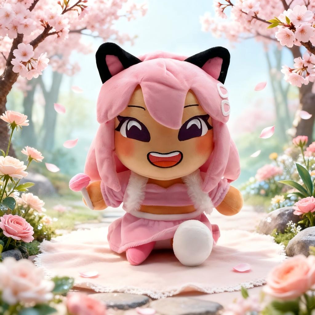 24Cm Lola Princess Plush Toy Pink Hair With Black Ears Anime Style Soft Stuffed Doll For Children Birthday Gift Decor