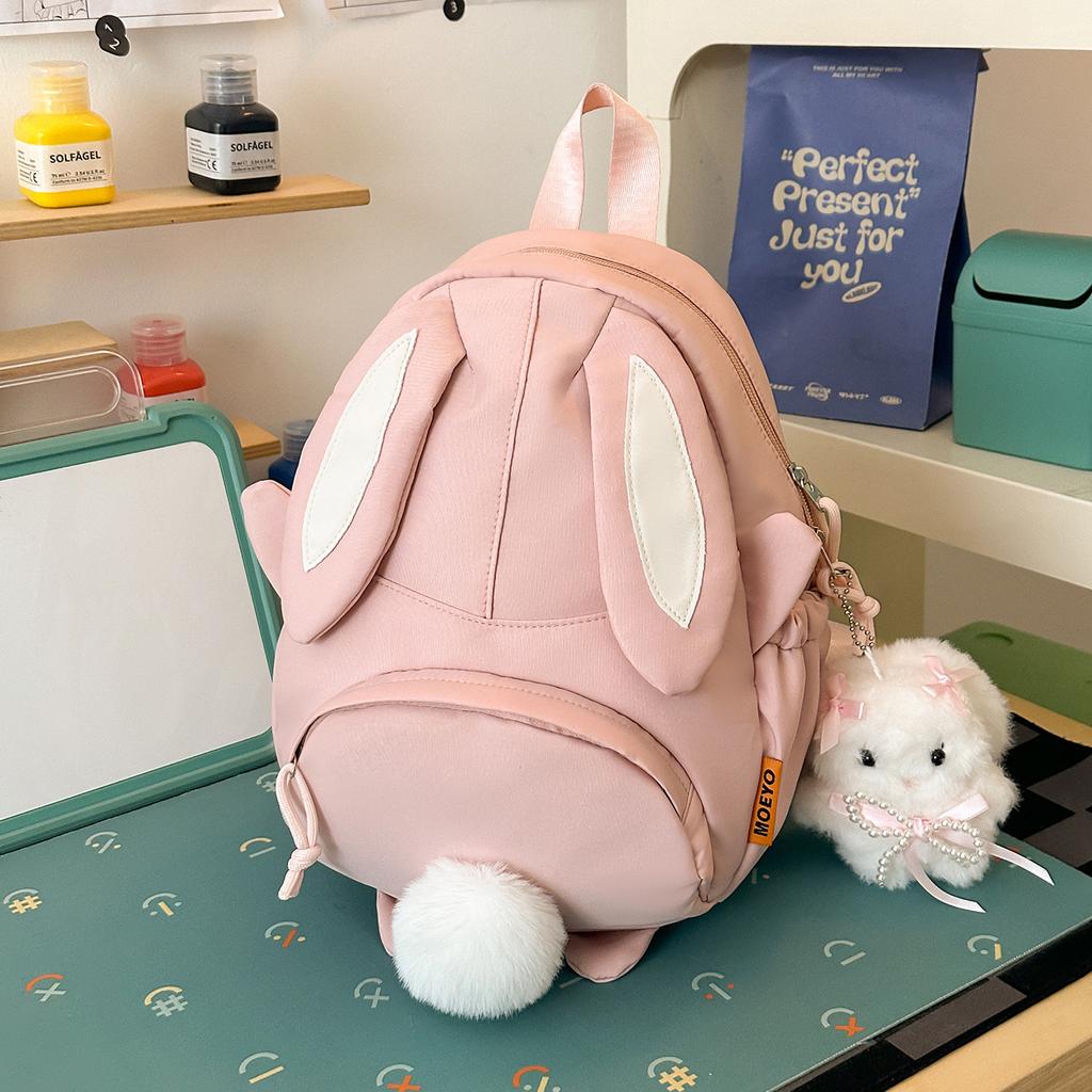 Schoolbag Korean Version Sweet Schoolbag for Girls Junior High School Students Cute Rabbit Ears Backpack Lightweight High School Students Travel Small
