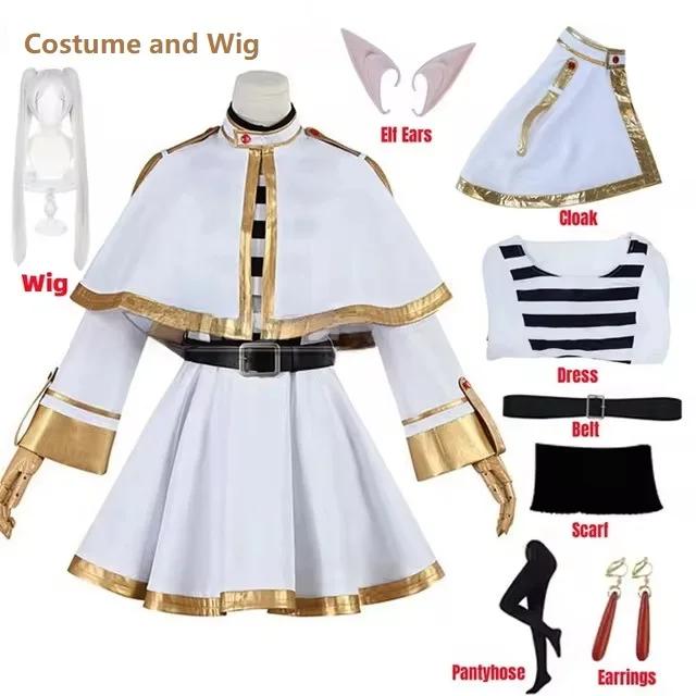 Sousou No Frieren Cosplay Costume Wig Shoes Anime Figures Magician Dress Elf Ear Halloween Party Charistmas for Women
