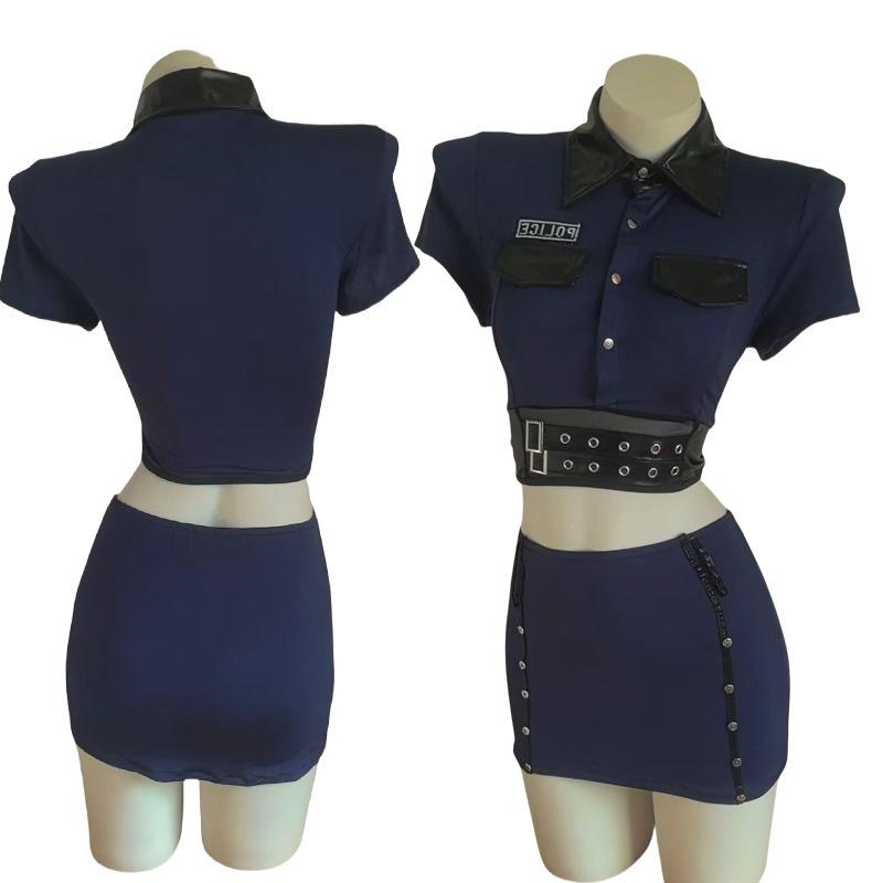 European & American Style Sexy Police Uniform Mini Skirt Set 1251 - One Size