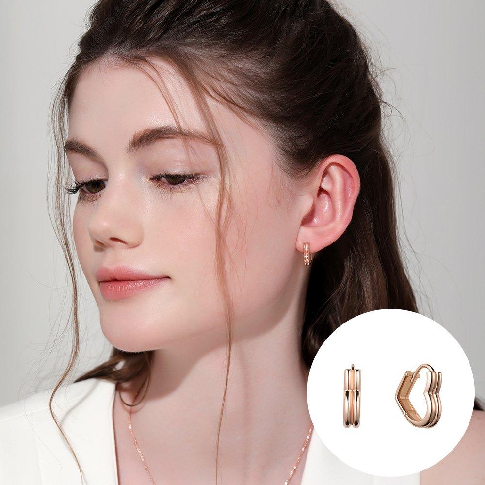 [Rosemont] Silver Heart One-Touch Earrings Ra24B18T
