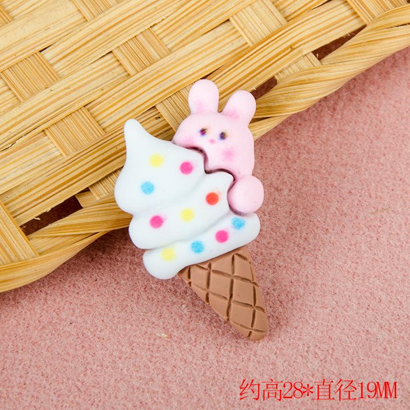 10PCS Resin Colorful Cartoon Rabbit Cherry Cone Cream Lollipop Popsicle Scrapbook Flatback 3D Food Figurine DIY Decor Crafts