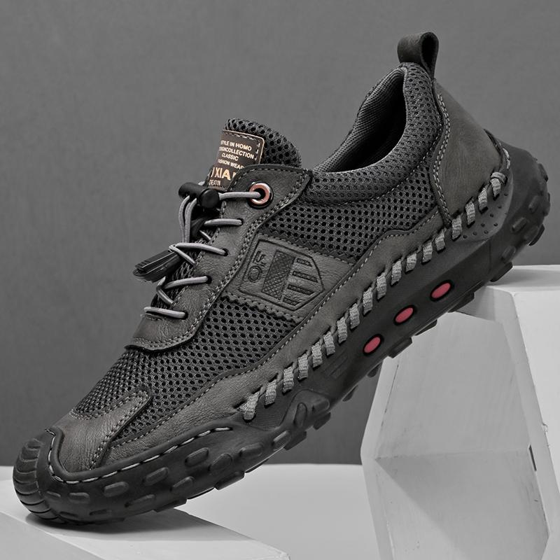 

Модные дышащие и удобные мужские кроссовки для ходьбы на открытом воздухе Дизайнерские сетчатые кроссовки для отдыха Мужские спортивные туфли на открытом воздухе для лета 46 серый