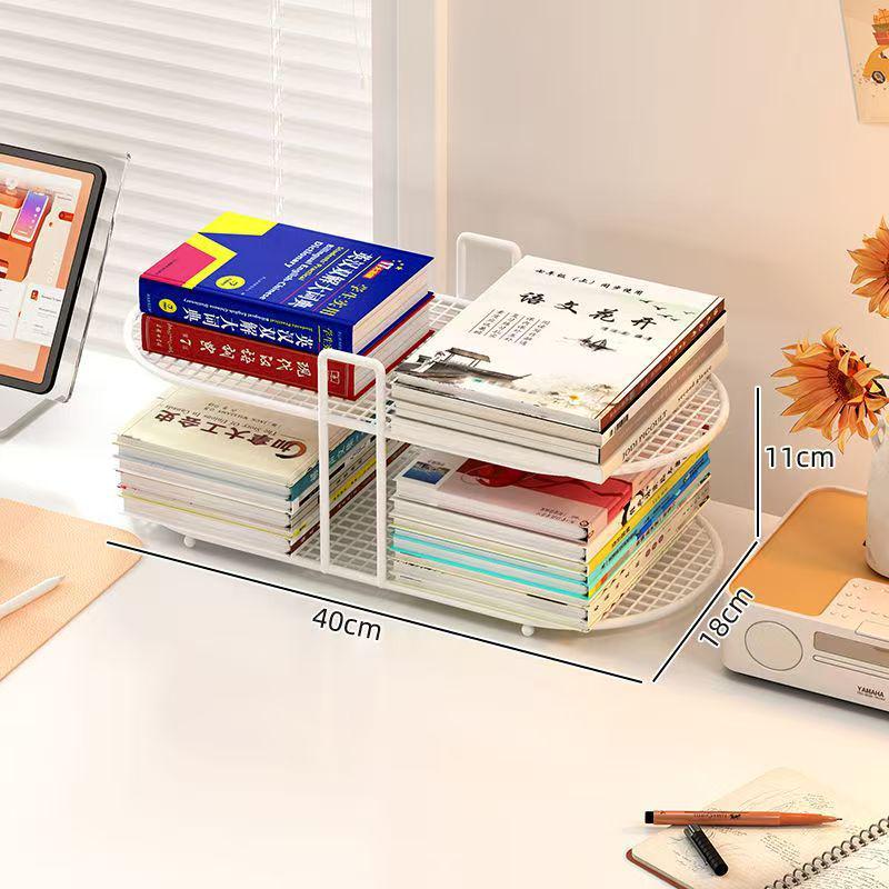 Simple Iron Art Desktop Bookshelf - Office & Student Organizer for Books & Magazines