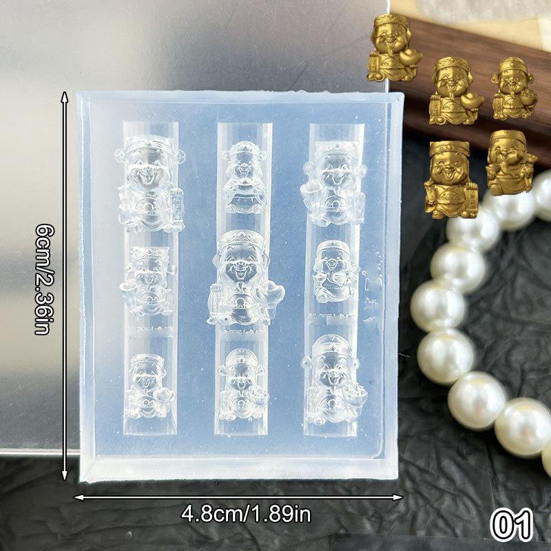 3D Silicone Nail Art Mold Template Lotus Lantern Goldfish Plate Buckle Carving Stencil Tool Diy Design Manicure Charm Decor