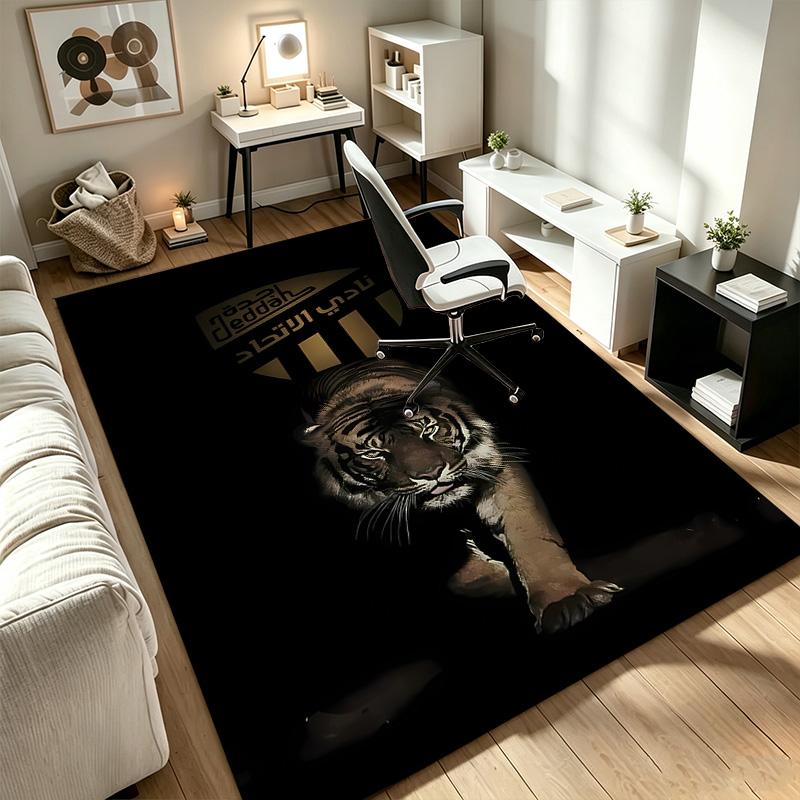 Al‑Ittihad FC A rug suitable for office chair areas living rooms and computer desks perfect for home offices and an ideal holiday gift
