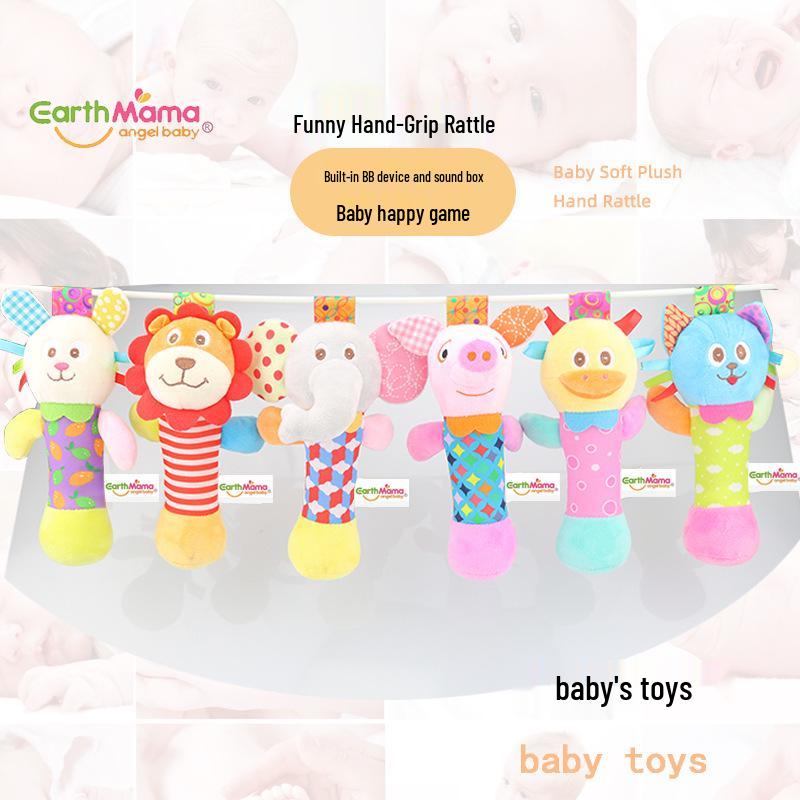 EarthMama Animal Hand Rattle Toy with BB Device - Early Education & Soothing Doll for Infants