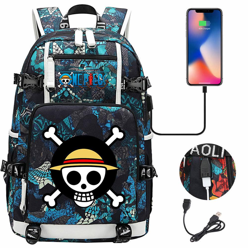 RiMan ONE PIECE Luffy Printed Teen Student School Bag Large Capacity Men's and Women's Leisure Travel Backpack