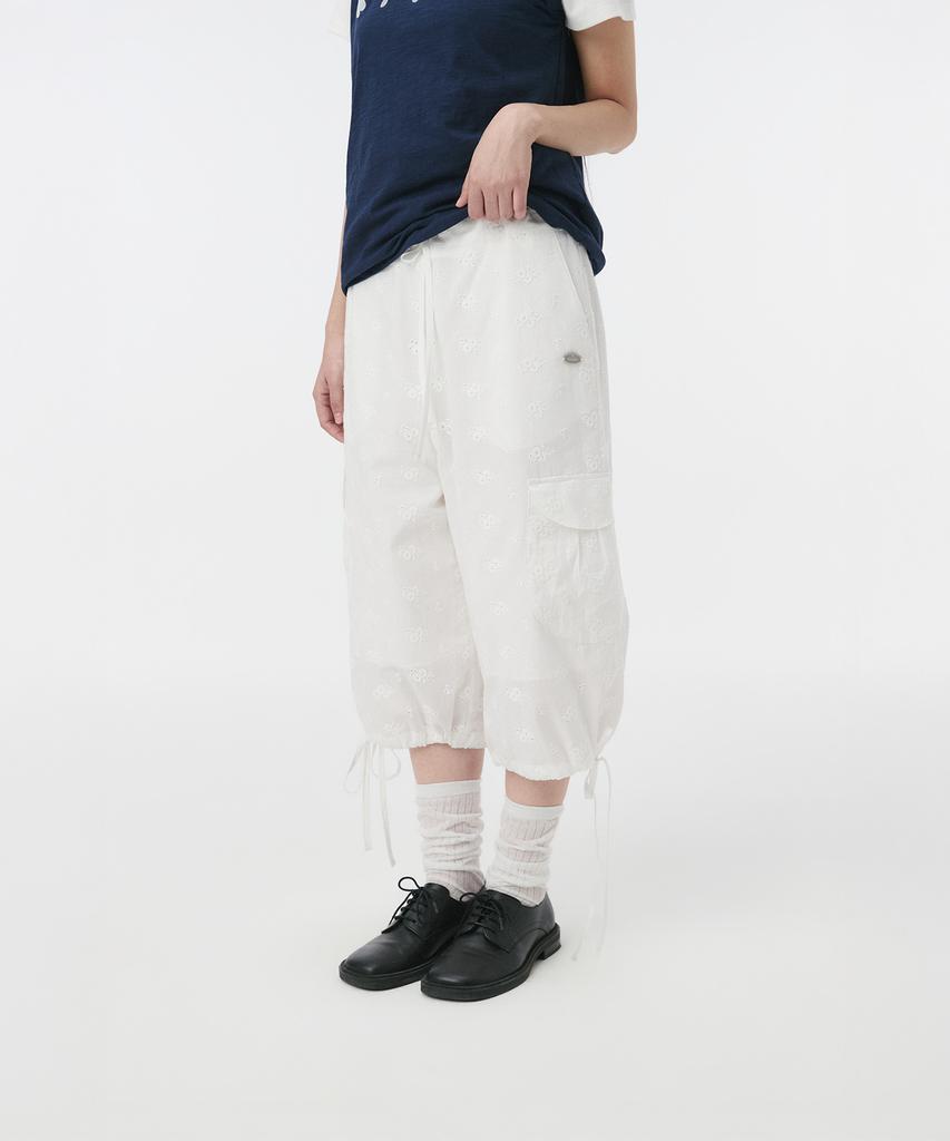 Ohesio Eyelet Punching Cargo Pants, White