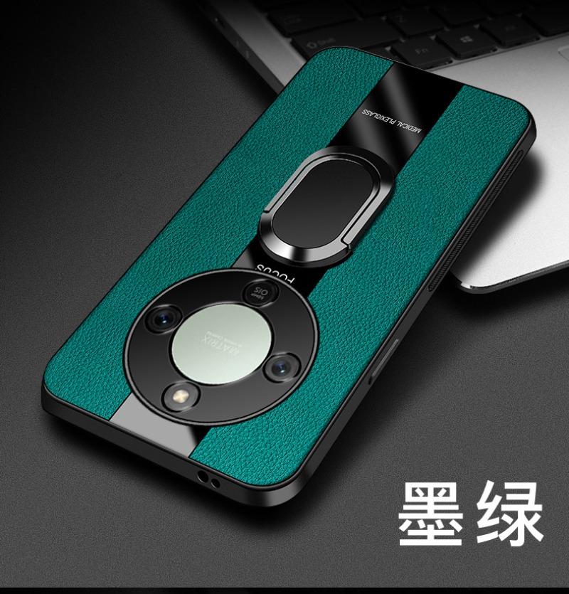 Plexiglass PU Leather Phone Case For Honor X9D Magnetic Metal Ring Stand Holder Shockproof Soft Back Cover For Huawei Honor X 70