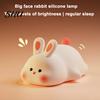 Kid Room Night Light Silicone Big Face Rabbit Tap USB Rechargeable Convenient Charging with Dimmable Timer Soft Eye-Protective LED for Sleeping