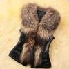 Women's Raccoon Fur Collar Short Slim Fit Faux Fur Vest, Sizes S-4XL, Autumn/Winter Clothing