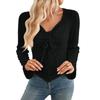 Camiseta Corta de Manga Larga con Pliegues de Color Sólido a la Moda para Mujer